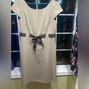 Studio I Tan Midi Dress with Brown Bow